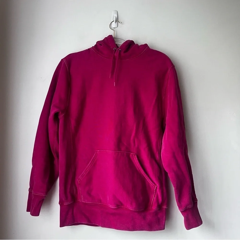 J. Crew Mens Faded Red Washed Heritage 14 oz. Fleece Hoodie Sweatshirt S